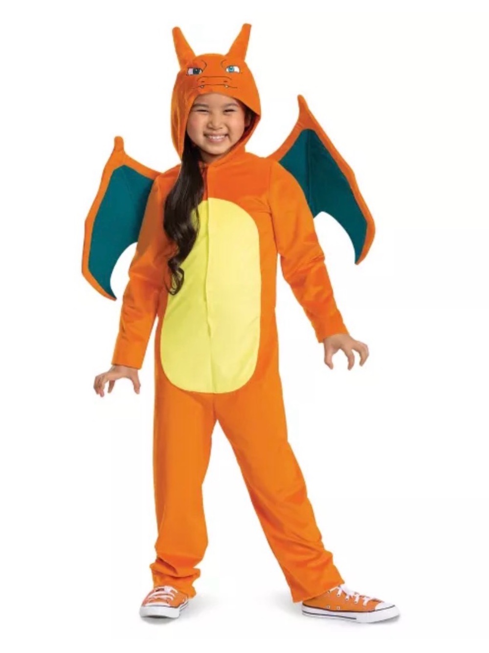 Orange Dragon Kids Costume with Hooded Wings Pokémon Missing 1 wing
